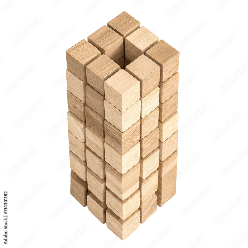 Wooden tower made of blocks isolated on a white background. Wooden tower made of blocks isolated on a white background.