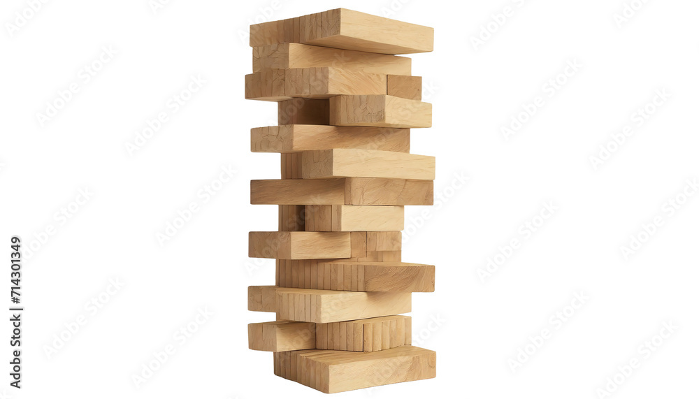 Wooden tower made of blocks isolated on a white background. Wooden tower made of blocks isolated on a white background.