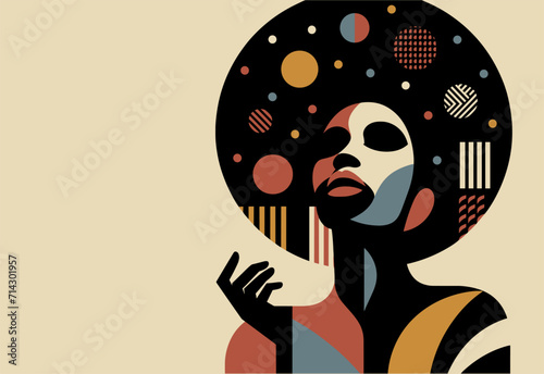 Black Beauty in Abstract Vibrant Colors and Graphic Shapes for Black History Month