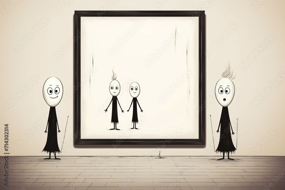 Fototapeta premium Mischievous talking mirrors, offering witty commentary and humorous reflections - Generative AI