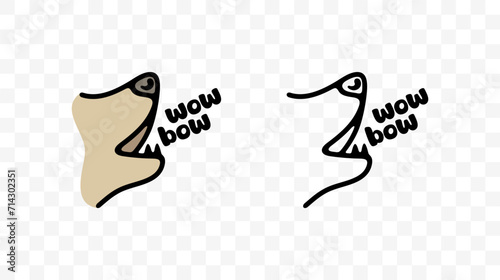 Dog barks bow-wow, graphic design. Animal and pet, toys for dogs, cynology, pet store and feed, vector design and illustration