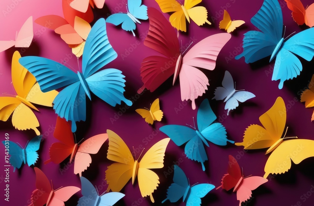 Zero Discrimination Day, colorful paper butterflies, rainbow colors, cut out of paper