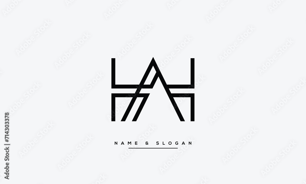 AH or HA Alphabet letters icon logo monogram