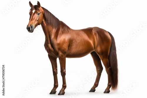  Bay horse isolated on white background photography