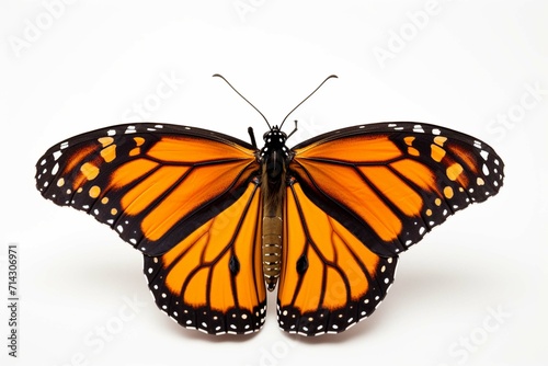  Beautiful monarch butterfly isolated on a white background photography © Amer