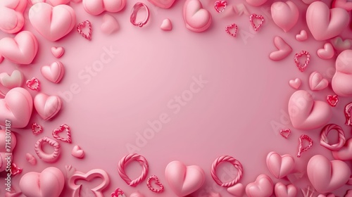 pink Valentine's day frame background with copy space