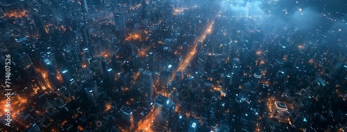 global urban city light up in the night city animation