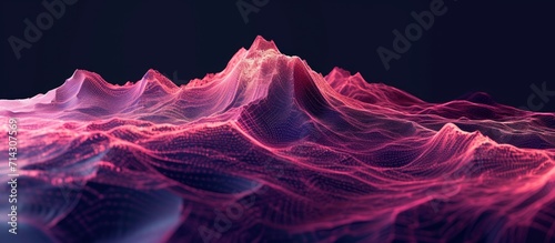 mountain shaped wave on black background with pink colors