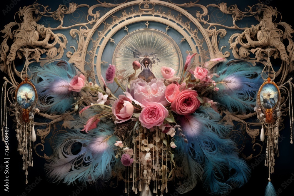 Fototapeta premium Ornate dreamcatcher tapestries, woven with threads of hope and woven dreams - Generative AI