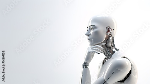 Artificial intelligence robot on a white background close-up