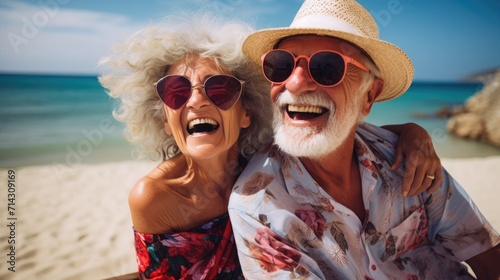 Valentine's Day. love and old people. close up of man senior and woman traveling together. happy retired adult couple