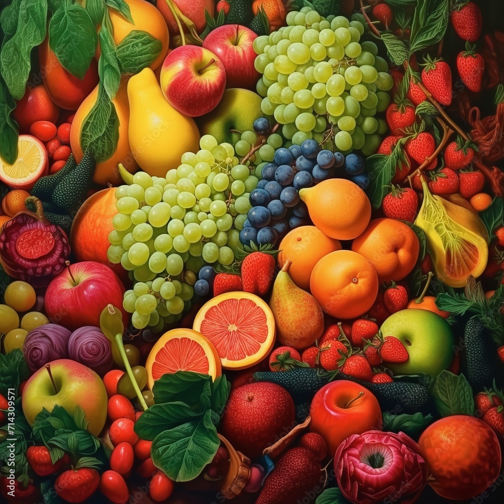 Fruits and Vegetables Collage Design