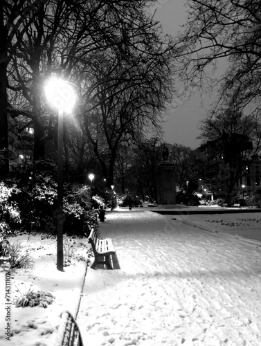 Lille, January 2024: Discover Lille, the capital of Flanders, under the snow. Quai du Wault tower under the snow in Lille