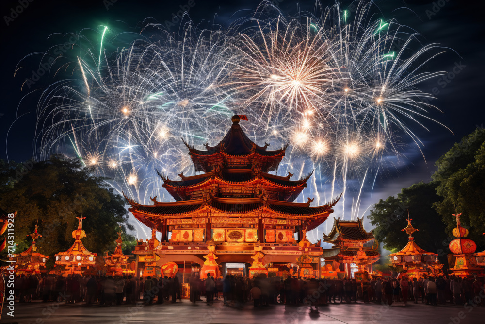 Fototapeta premium Chinas pyrotechnic set off dazzling