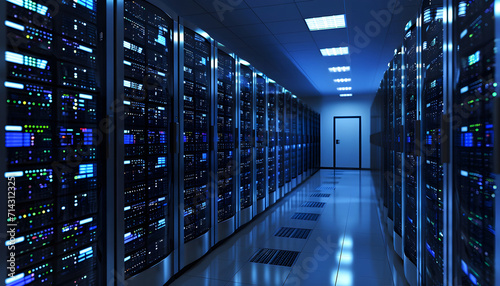 Server racks in computer network security server room data cente photo