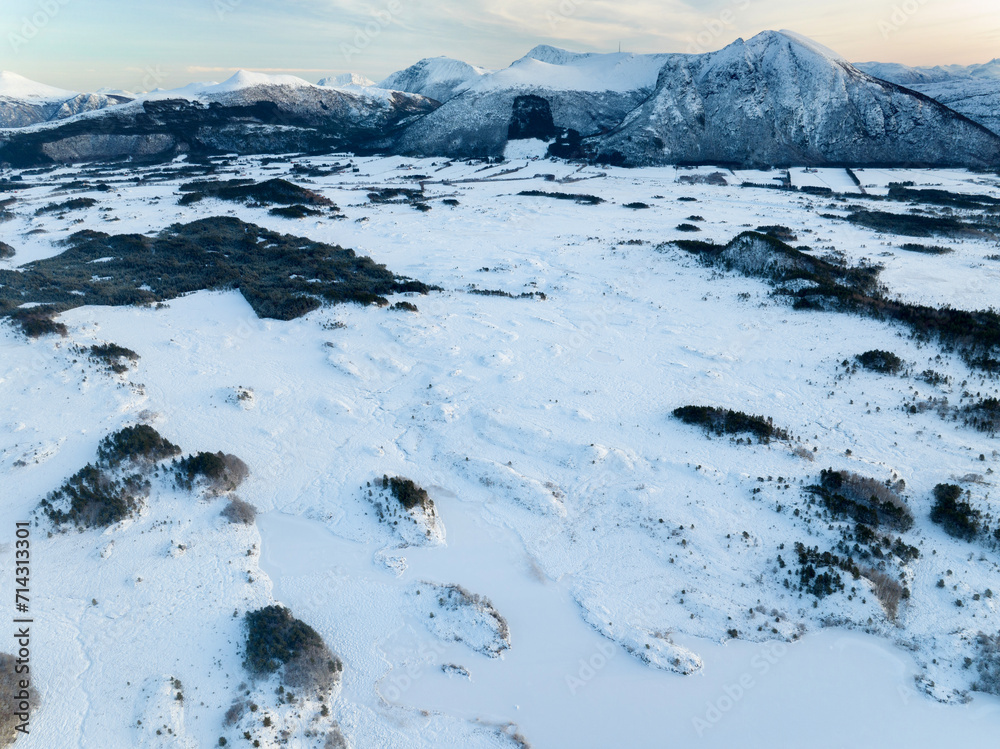 The peatland in Gule-/Stavikmyrane nature reserve in winter ( More og Romsdal, Norway).