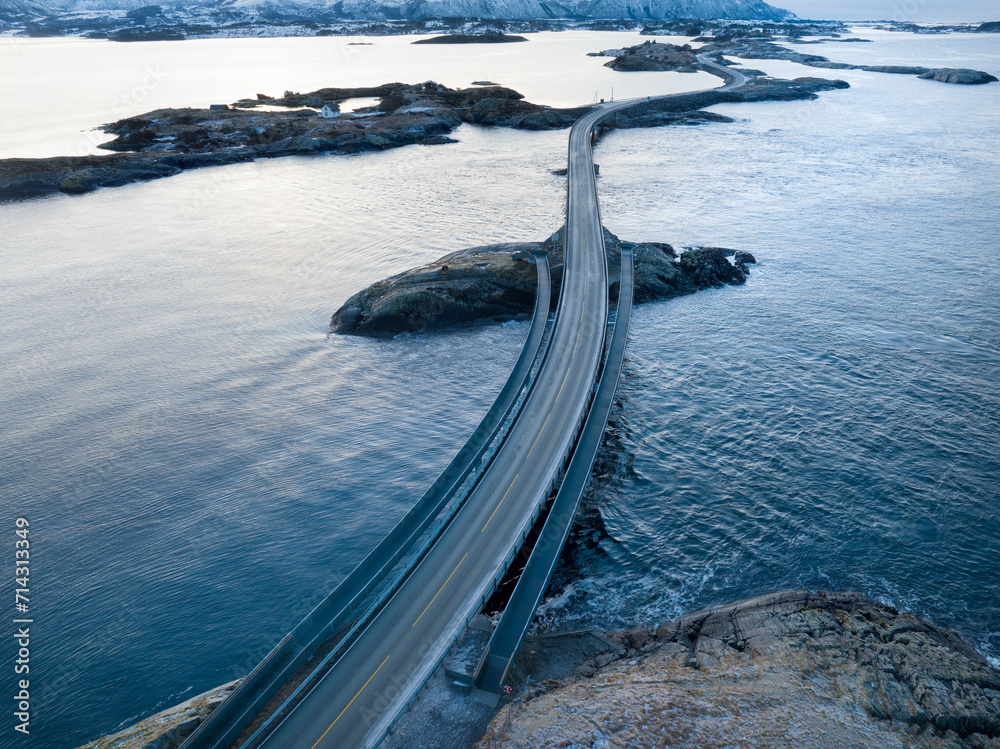 The Atlantic Ocean Road in winter (Nordmore, Norway).