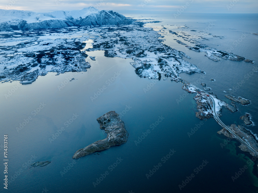 The Atlantic Ocean Road in winter (Nordmore, Norway).
