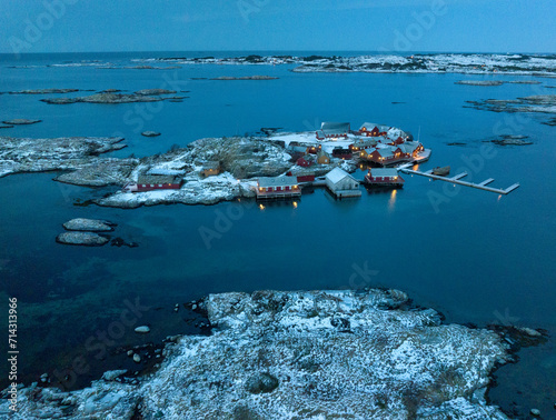 Obraz na płótnie Haholmen - the fishing village on island near the Atlantic Ocean Road (Norway). w salonie