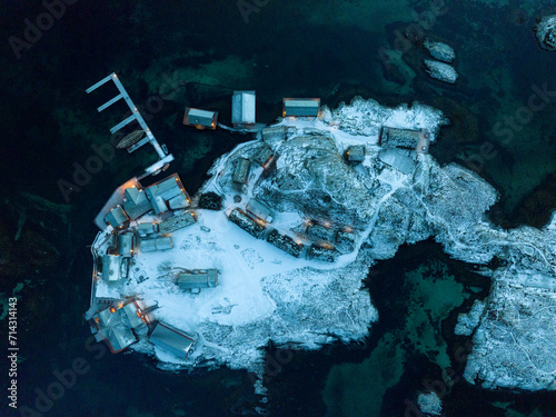 Obraz na płótnie Haholmen - the fishing village on island near the Atlantic Ocean Road (Norway). w salonie