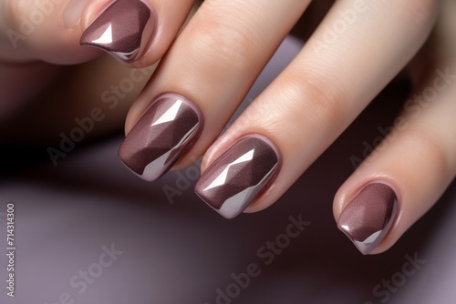 a person with beautiful manicure with pink and silver colors