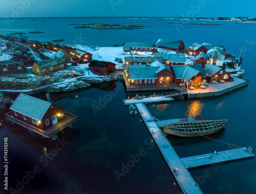 Obraz na płótnie Haholmen - the fishing village on island near the Atlantic Ocean Road (Norway). w salonie