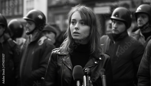 a girl talks to reporters while standing in the street