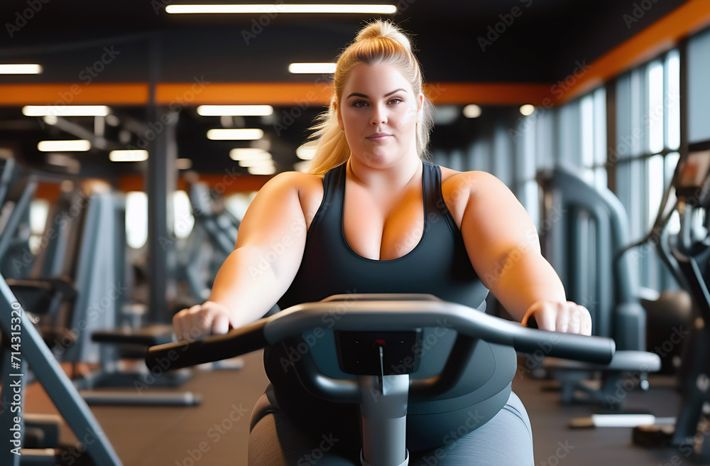 girl plus size women in sports bras walking and running on the treadmill weight loss and exercise in the gym girl plus size women in sports bras walking and running on the treadmill weight loss and exercise in the gym