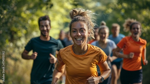 A group participating in a parkrun event, showcasing the community aspect of a healthy lifestyle. [Parkrun event participants, healthy lifestyle concept