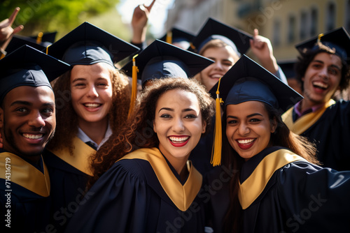 Graduation Day for Diverse Female Students Celebrating Academic Achievement
