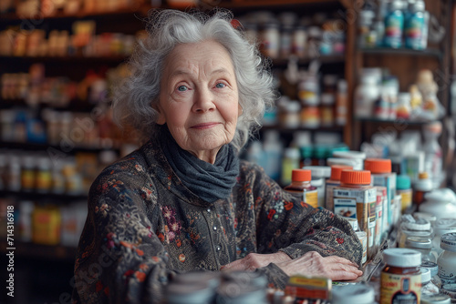 A lady in her natural products shop photo