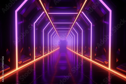 an image of a neon lighted tunnel