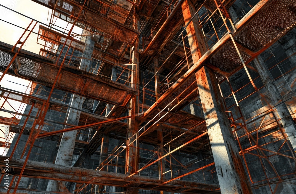 an architecturally structured building with scaffolding