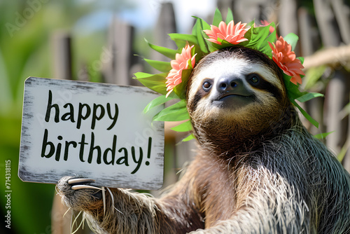 Adorable Sloth Dressed for a Fun Birthday Party - Anniversary Bash