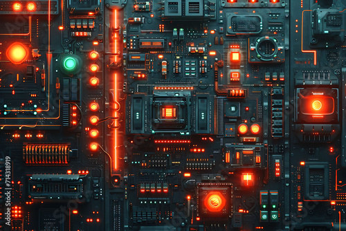 Circuit Board Close-Up, Electronic Components, Technology Background