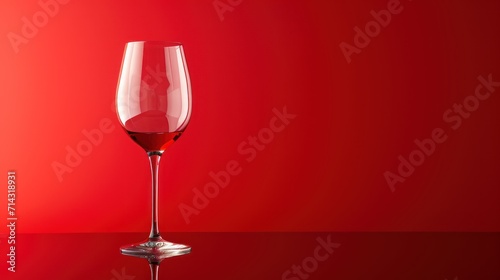  a close up of a wine glass on a table with a red wall in the background and a wine glass in the foreground with a wine glass in the foreground.