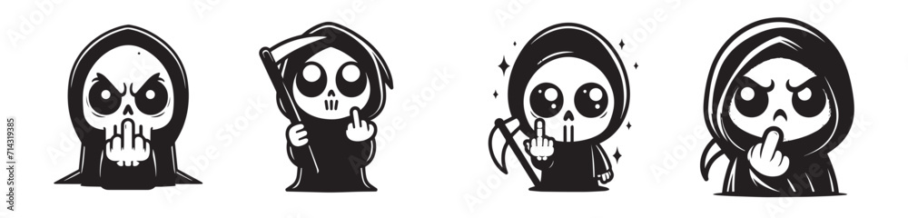 Set of baby cute grim reaper vector 