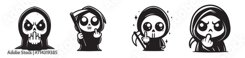Set of baby cute grim reaper vector 