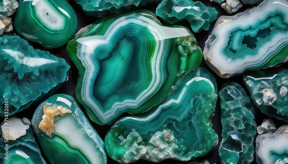 Obraz premium Green agate stones background 