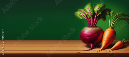 Watercolor illustration of beetroot and carrot. 