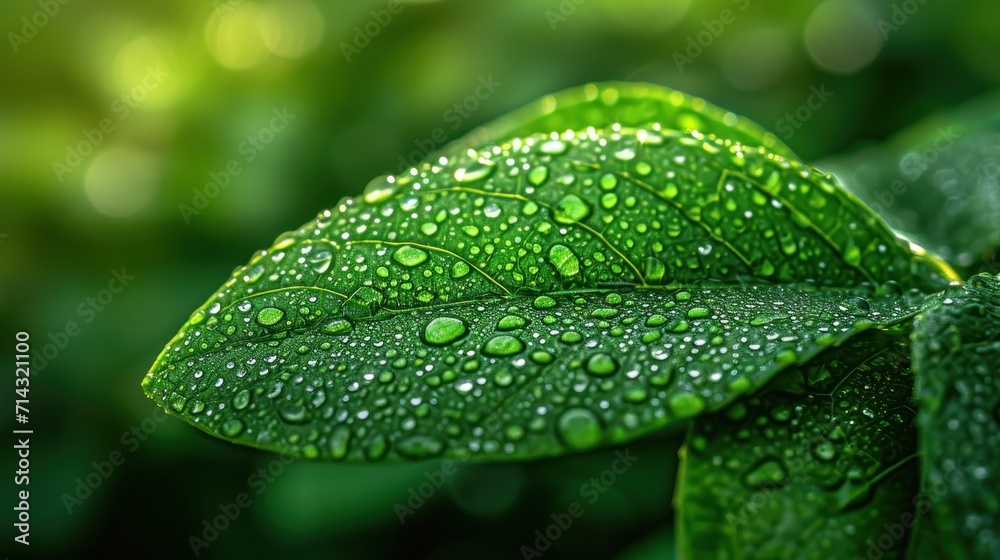 a close up of a green leaf with drops of water on it, with a boke of green leaves in the background and a blurry boke of the leaves in the foreground. a close up of a green leaf with drops of water on it, with a boke of green leaves in the background and a blurry boke of the leaves in the foreground.