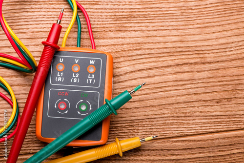 large plan phase indicator. measuring the correct phasing of three phase voltages. photo