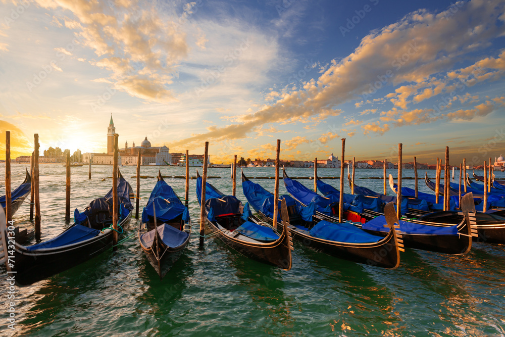 Gondolas near St.Mark square (Piazza San Marco) in Venice. Italy.