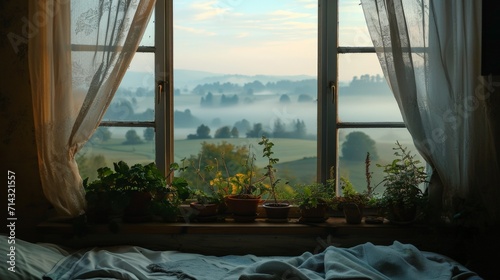 Window Overlooking Lush Countryside