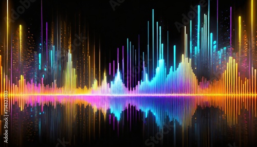 abstract background with equalizer effect neon lights sound wave ai generative photo
