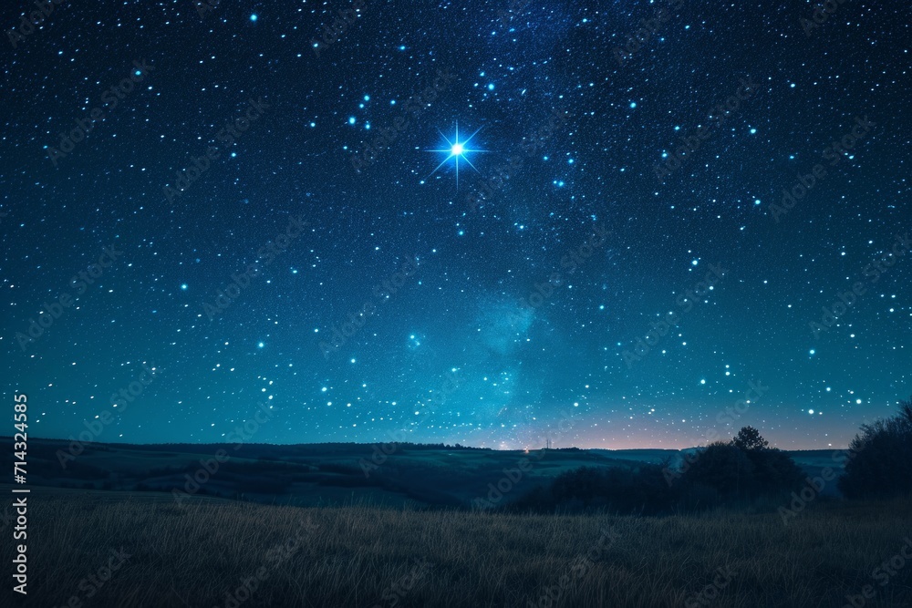 Beautiful Star Shining in Night Sky AI Generated