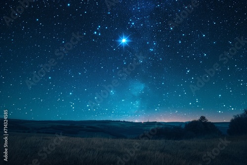 Beautiful Star Shining in Night Sky AI Generated