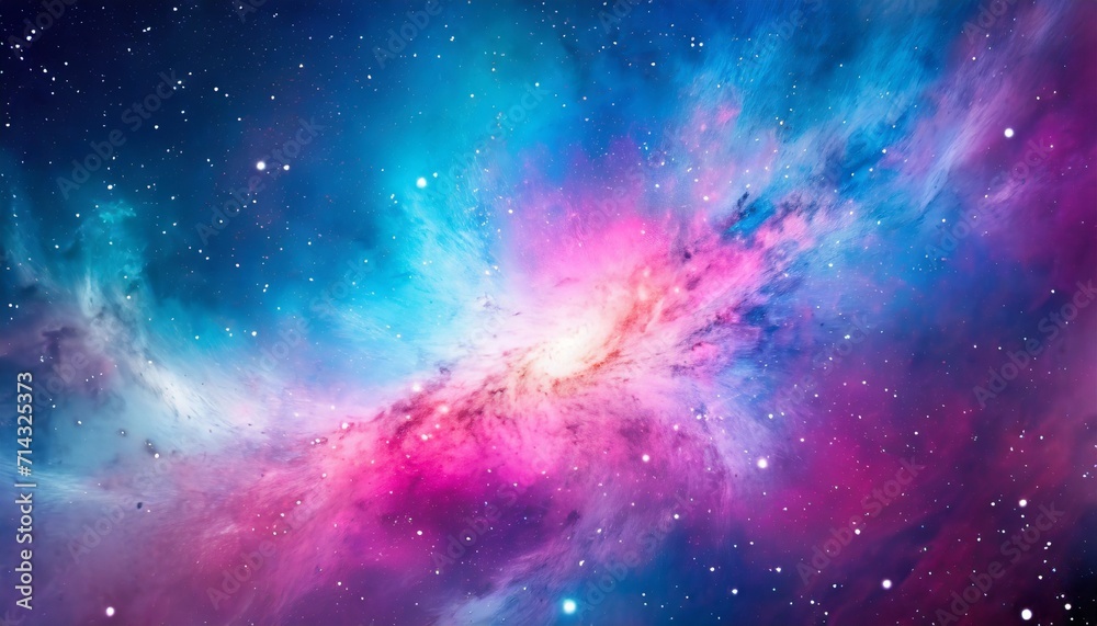 a colorful galaxy with a blue and pink background 