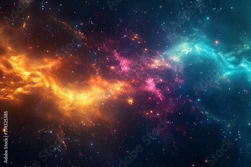 Colorful Space with Stardust: Shining Stars in Realistic Cosmos, Nebula, and Galaxy AI Generated