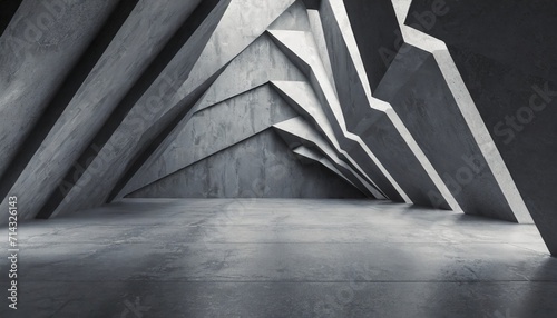 abstract dark concrete 3d interior with polygonal pattern on the photo